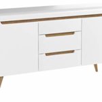 Furniture24 Kommode Sideboard NORDI in Weiß Hochglanz Skandinavische Stil