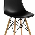 Naturelifestore 4 x Designer Kunststoff Stuhl Polypropylen und ausBuchenholz,Wohnzimmerstuhl Esszimmerstuhl Bürostuhl,Schwarz