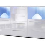 trendteam smart living Wohnzimmer Sideboard Kommode Punch, Hochglanz mit viel Stauraum und Ablagefläche, 141,5 x 82 x 40 cm Front, weiß / weiß