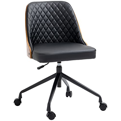 Vinsetto Bürostuhl Schreibtischstuhl Drehstuhl Home-Office-Stuhl höhenverstellbarer ergonomisch 360°-Drehräder Schaumstoff PU Schwarz 48,5 x 54,5 x 81-87 cm