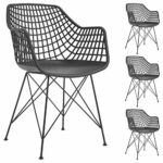 IDIMEX Esszimmerstuhl Alicante im Retro Design, Stühle Küchenstuhl Essstühle Armlehnstuhl, im 4er Set, Kunststoff in schwarz