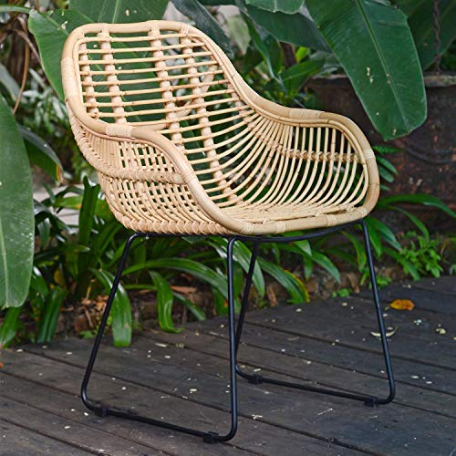 Casa Moro Rattan-Sessel Malaga mit Armlehne Korbstuhl aus Naturrattan handgeflochten, Premium Qualität IDSN55