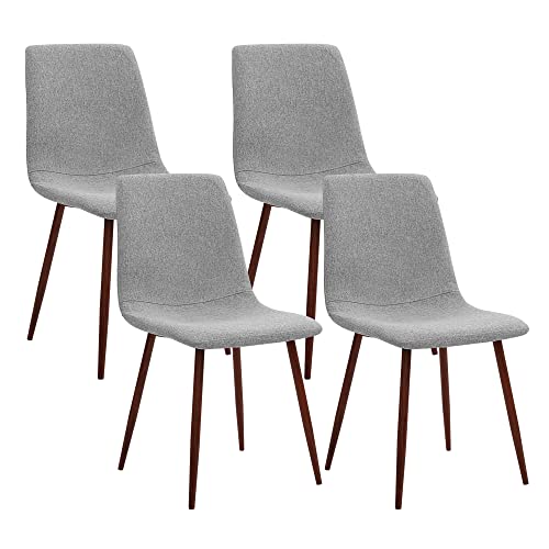 CangLong Polsterküchenstühle Satz von 4 Retro gepolsterte Küchenstühle für Küche Esszimmer, Moderner Stoff Esszimmerstuhl mit Metallbeinen, Grau, Schaumstoff, Metall, Grey 1, Set of 4