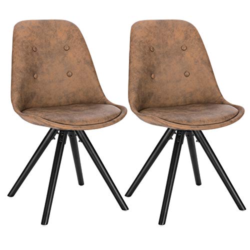 WOLTU Esszimmerstühle 2er Set, Küchenstuhl, Skandinavisch Design, schminktisch Stuhl, Loungesessel, Polsterstuhl, Retro Design Gepolsterter Stuhl, Sitzfläche aus Stoffbezug, Dunkelbraun, BH268dbr-2