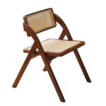 Mgchowue Rattan-Klappstühle, Außenbereich Hölzernes Retro Klappbarer Stuhl, Zuhause Balkon Draußen Chair Sitz, Esszimmerstuhl Holz/Rattan-Stuhl Leichter Stuhl (Color : Style 2)