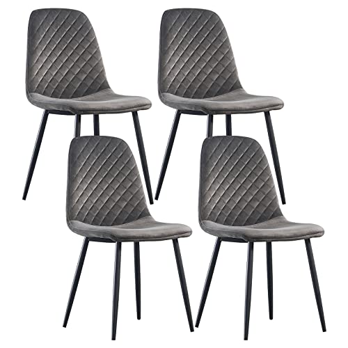 JYMTOM Esszimmerstühle Wohnzimmerstuhl Sessel mit Rückenlehne Sessel Stuhl Scandinavian Vintage aus Samt mit Stahlbeinen in Schwarz (4, grau)